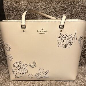 Kate Spade Cream Floral Embroidered Tote